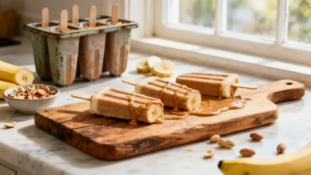 banana peanut butter popsicles