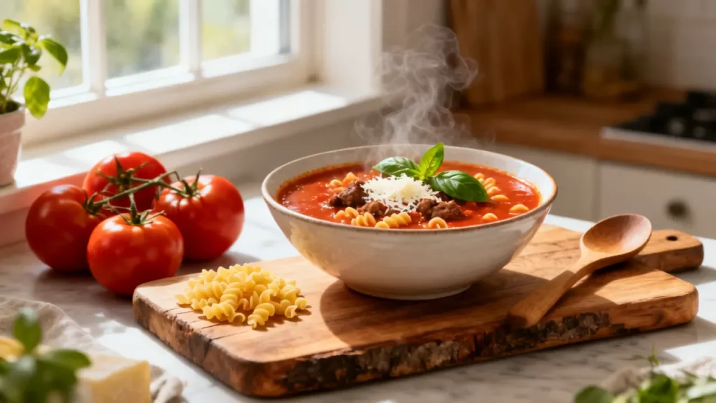 beef tomato soup with pastina