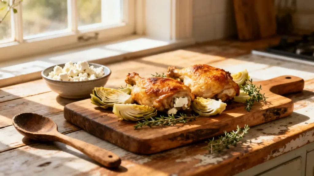 feta chicken thighs with artichoke hearts