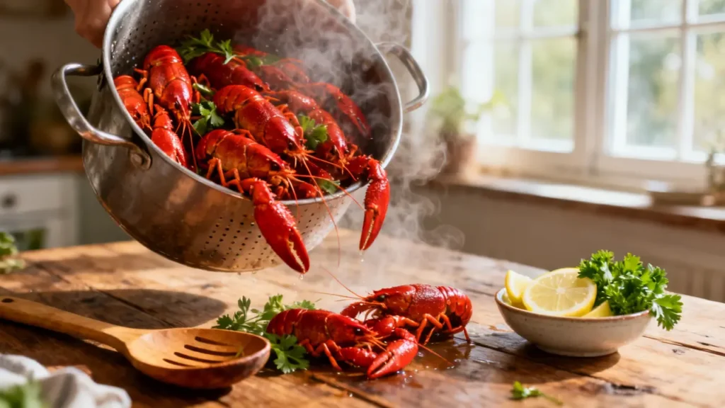 how long to let crawfish soak after boiling