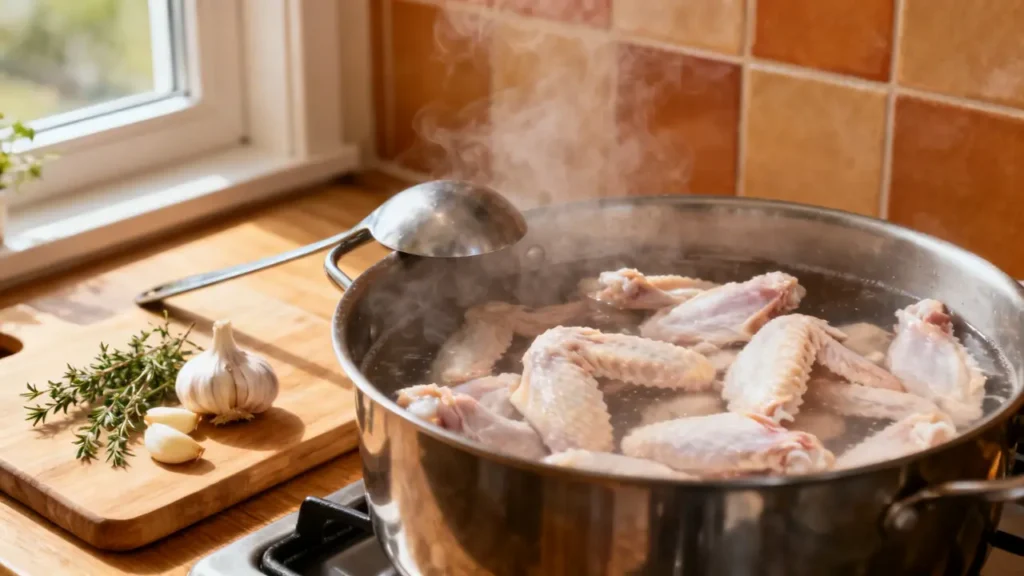 how to boil frozen chicken wings